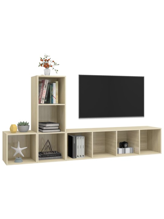 3dílný set TV skříněk dub sonoma dřevotříska