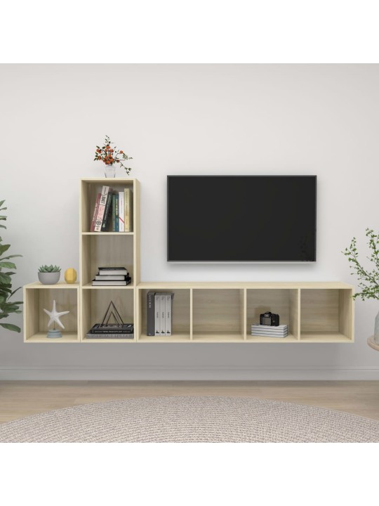 3dílný set TV skříněk dub sonoma dřevotříska