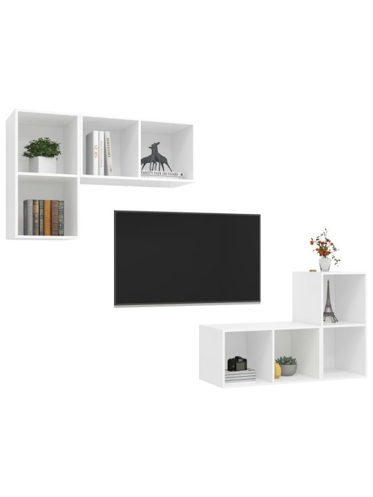 Nástěnné TV skříňky 4 ks bílé kompozitní dřevo