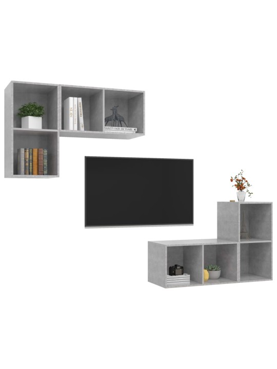 Nástěnné TV skříňky 4 ks betonově šedé kompozitní dřevo