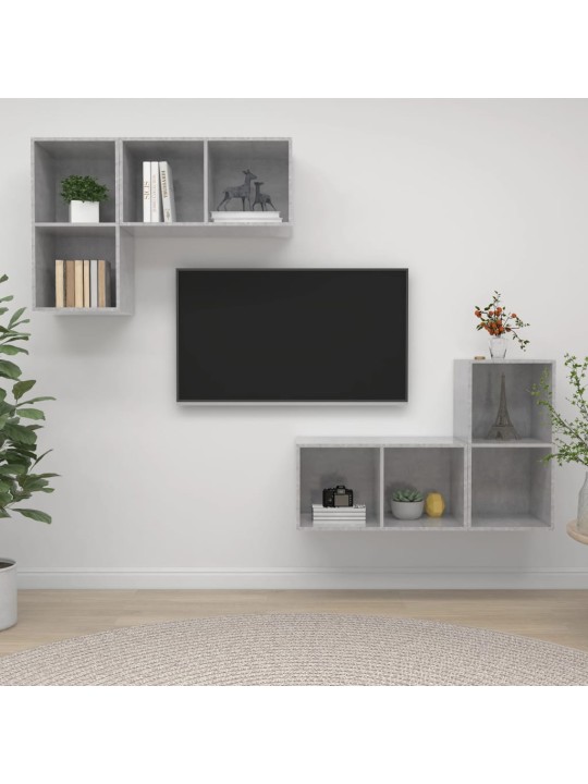Nástěnné TV skříňky 4 ks betonově šedé kompozitní dřevo