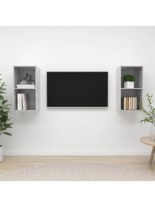 Nástěnné TV skříňky 2 ks betonově šedé kompozitní dřevo