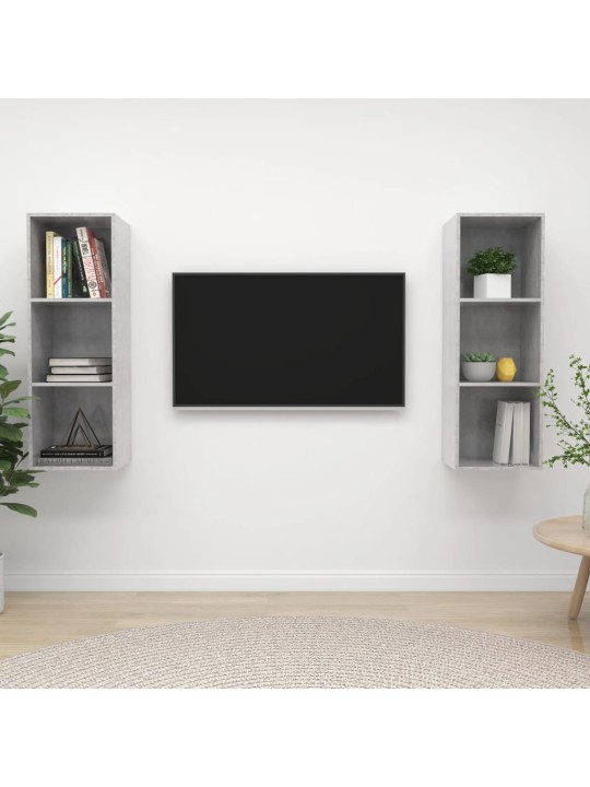 Nástěnné tv skříňky 2 ks betonově šedé dřevotříska
