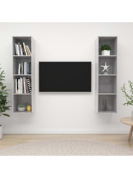 Nástěnné tv skříňky 2 ks betonově šedé dřevotříska