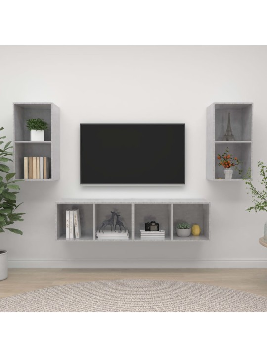 Nástěnné TV skříňky 4 ks betonově šedé kompozitní dřevo