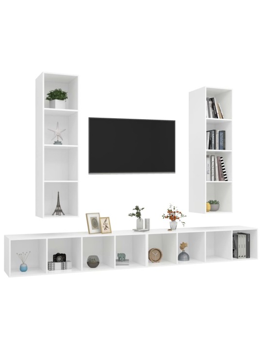 Nástěnné TV skříňky 4 ks bílé kompozitní dřevo