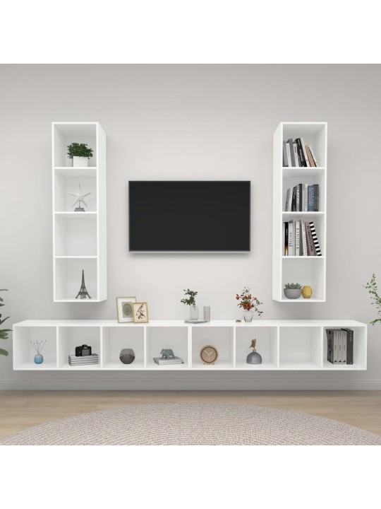 Nástěnné TV skříňky 4 ks bílé kompozitní dřevo