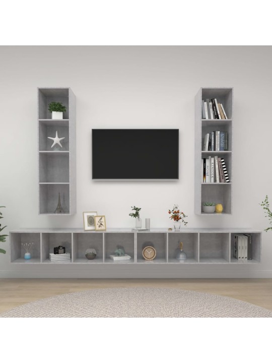 Nástěnné tv skříňky 4 ks betonově šedé dřevotříska