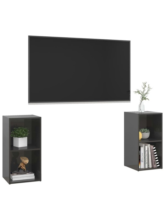 TV skříňky 2 ks šedé vysoký lesk 72x35x36,5 cm kompozitní dřevo
