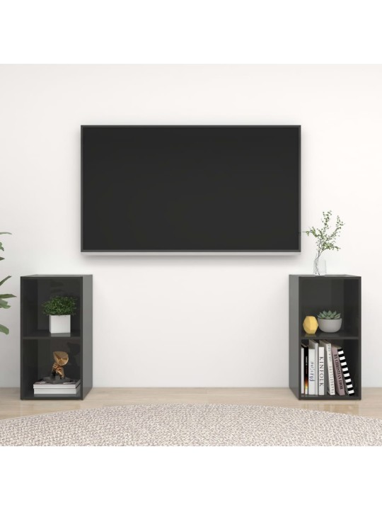 TV skříňky 2 ks šedé vysoký lesk 72x35x36,5 cm kompozitní dřevo