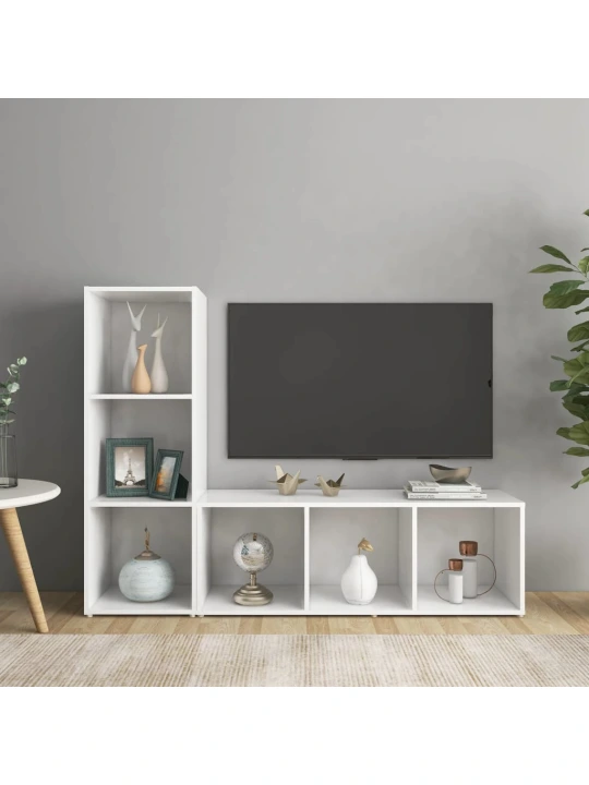 Tv skříňky 2 ks bílé 107 x 35 x 37 cm dřevotříska