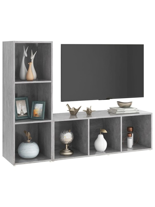 Tv skříňky 2 ks betonově šedé 107 x 35 x 37 cm dřevotříska