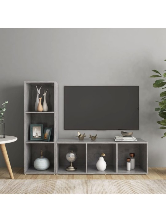 Tv skříňky 2 ks betonově šedé 107 x 35 x 37 cm dřevotříska