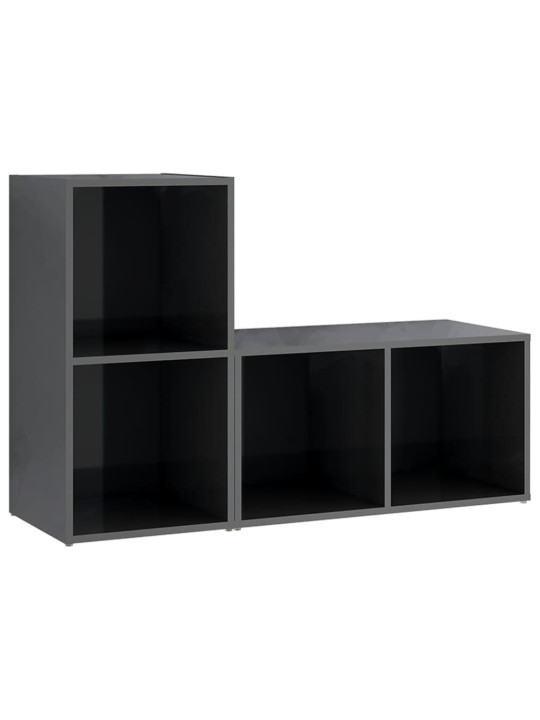 TV skříňky 2 ks šedé vysoký lesk 72x35x36,5 cm kompozitní dřevo