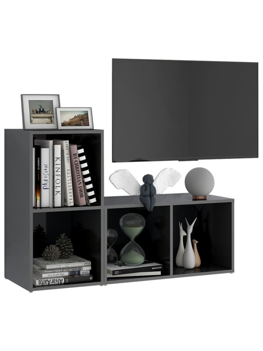TV skříňky 2 ks šedé vysoký lesk 72x35x36,5 cm kompozitní dřevo