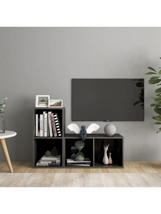 TV skříňky 2 ks šedé vysoký lesk 72x35x36,5 cm kompozitní dřevo