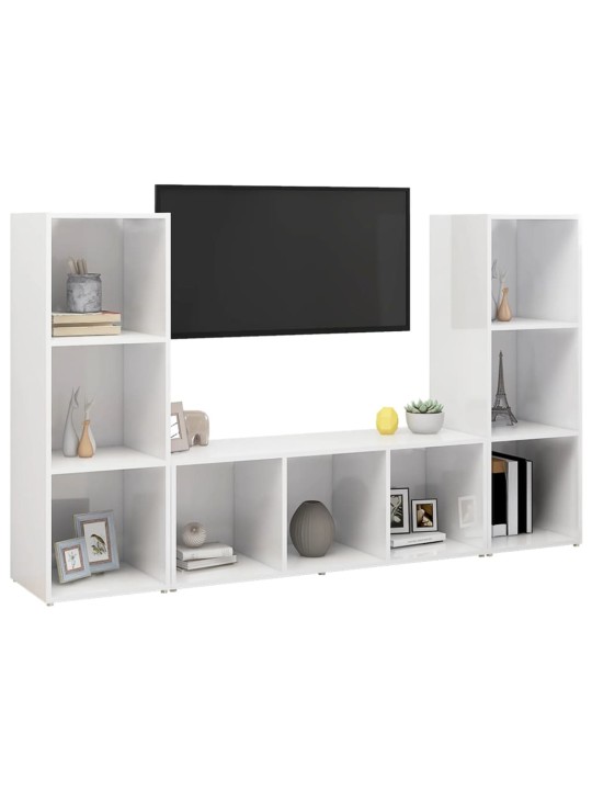 Tv skříňky 3 ks bílé 107 x 35 x 37 cm dřevotříska