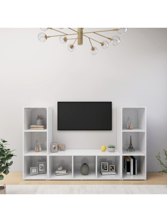 Tv skříňky 3 ks bílé 107 x 35 x 37 cm dřevotříska