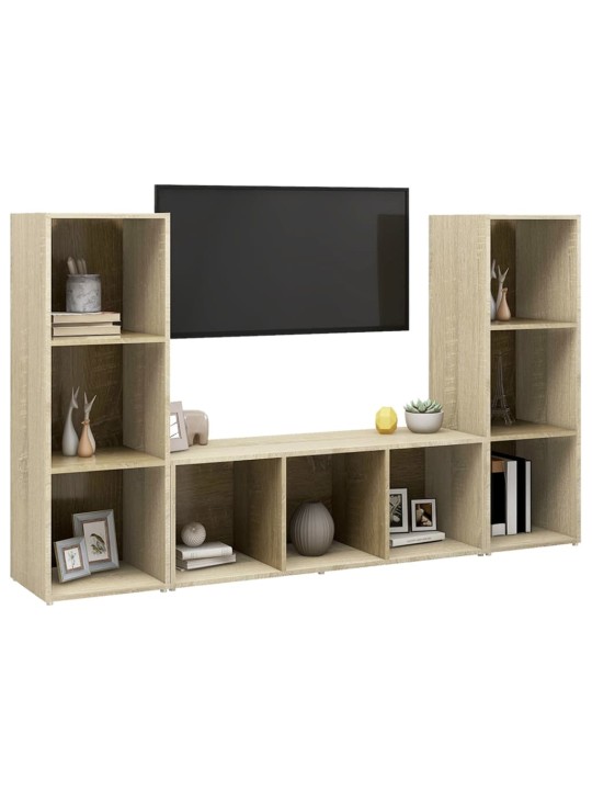 Tv skříňky 3 ks dub sonoma 107 x 35 x 37 cm dřevotříska