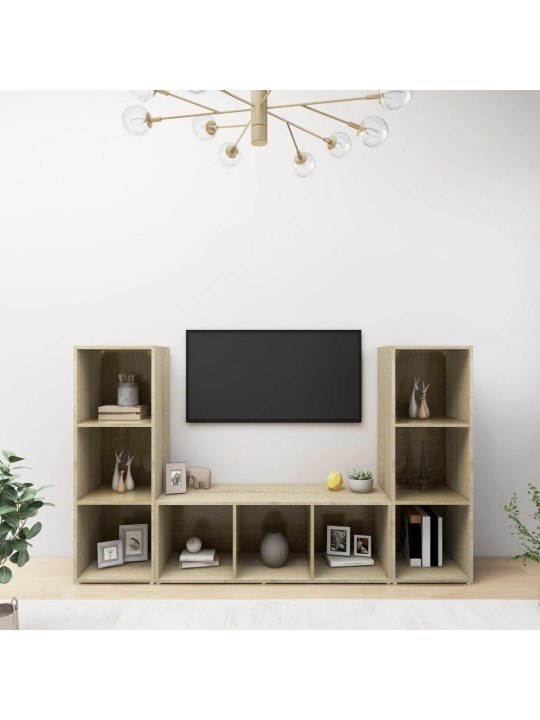 Tv skříňky 3 ks dub sonoma 107 x 35 x 37 cm dřevotříska