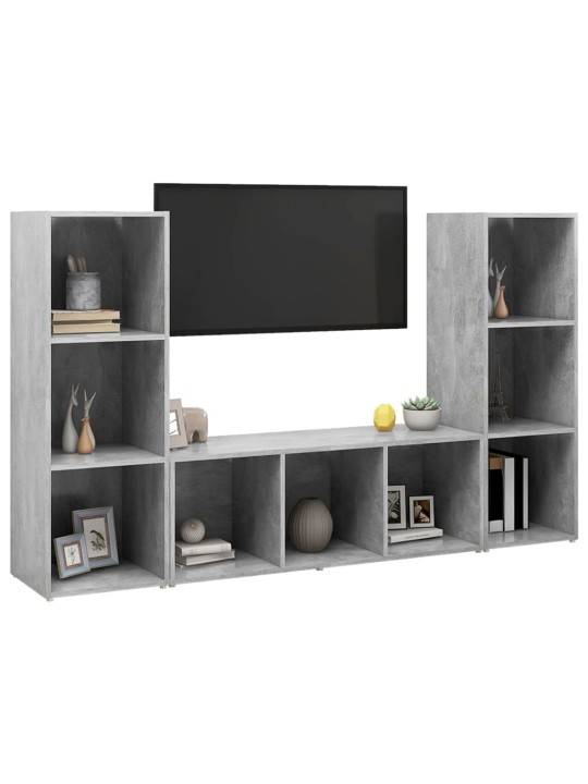 Tv skříňky 3 ks betonově šedé 107 x 35 x 37 cm dřevotříska