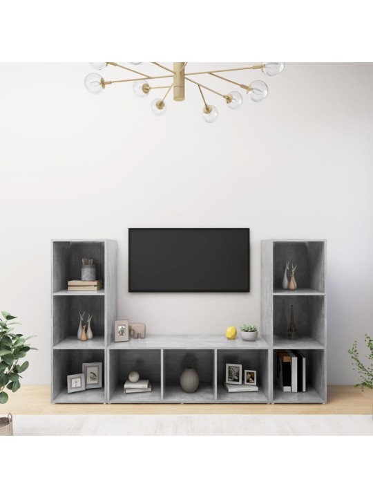 Tv skříňky 3 ks betonově šedé 107 x 35 x 37 cm dřevotříska