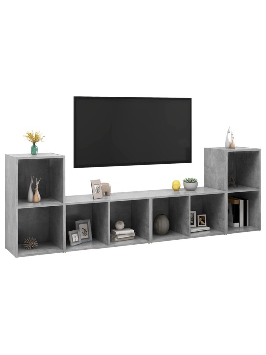 TV skříňky 4 ks betonově šedé 72x35x36,5 cm kompozitní dřevo