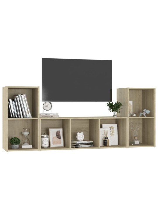 3dílný set TV skříněk dub sonoma kompozitní dřevo