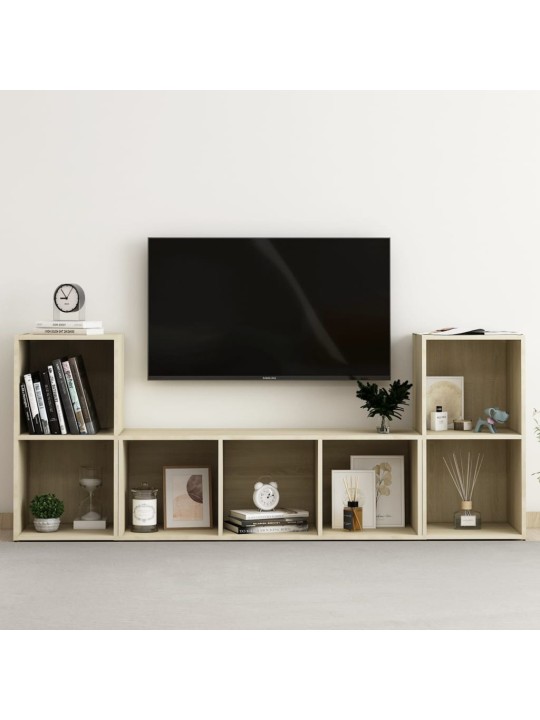 3dílný set TV skříněk dub sonoma kompozitní dřevo