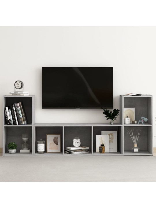 3dílný set tv skříněk betonově šedý dřevotříska