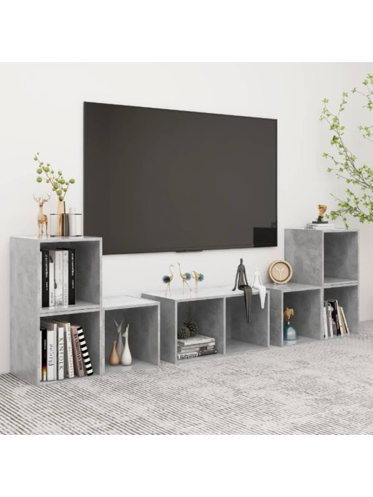 6dílný set TV skříněk betonově šedý kompozitní dřevo