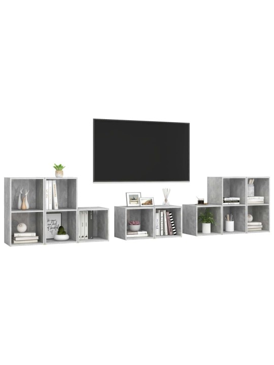 8dílný set TV skříněk betonově šedý kompozitní dřevo