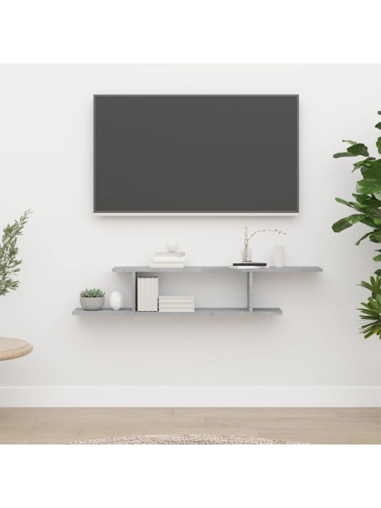 Nástěnná TV police betonově šedá 125 x 18 x 23 cm dřevotříska