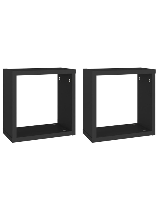 Nástěnné police kostky 2 ks černé 30 x 15 x 30 cm