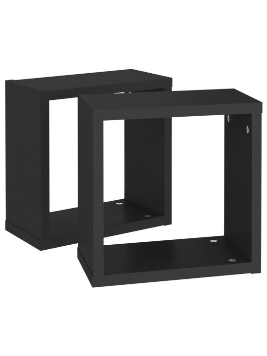 Nástěnné police kostky 2 ks černé 30 x 15 x 30 cm