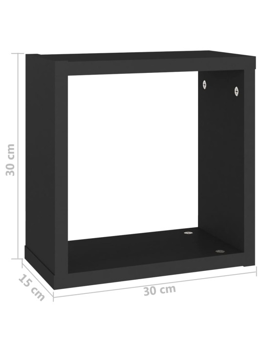 Nástěnné police kostky 2 ks černé 30 x 15 x 30 cm