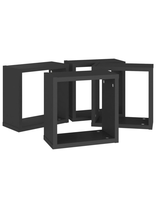 Nástěnné police kostky 4 ks černé 30 x 15 x 30 cm