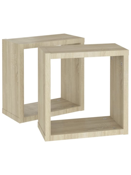 Nástěnné police kostky 2 ks dub sonoma 30 x 15 x 30 cm