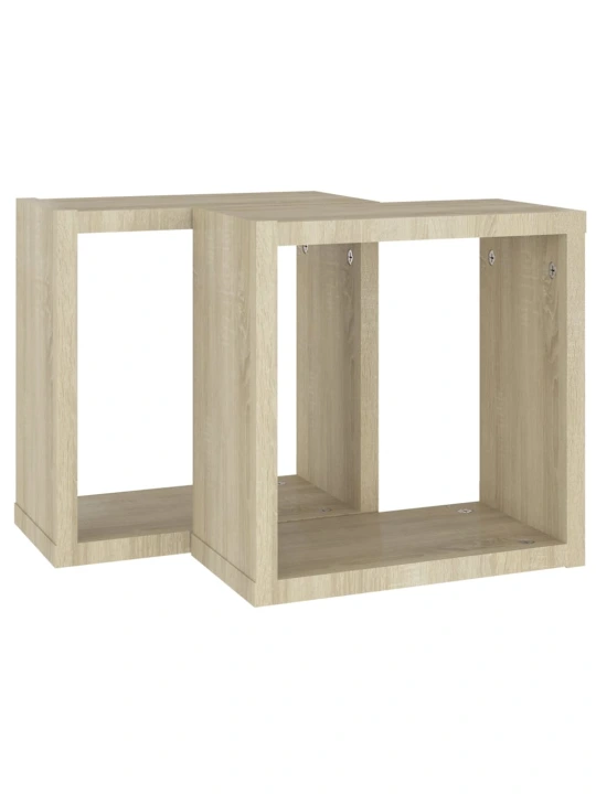 Nástěnné police kostky 2 ks dub sonoma 30 x 15 x 30 cm