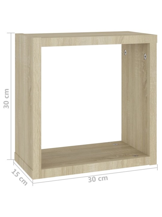 Nástěnné police kostky 2 ks dub sonoma 30 x 15 x 30 cm