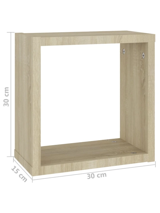 Nástěnné police kostky 2 ks dub sonoma 30 x 15 x 30 cm