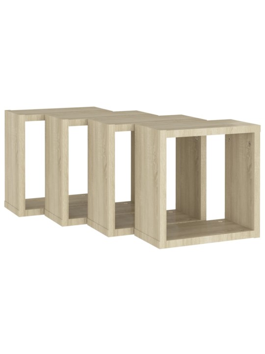 Nástěnné police kostky 4 ks dub sonoma 30 x 15 x 30 cm