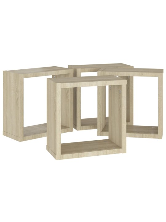 Nástěnné police kostky 4 ks dub sonoma 30 x 15 x 30 cm