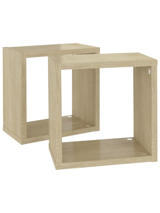 Nástěnné police kostky 2 ks dub sonoma 26 x 15 x 26 cm