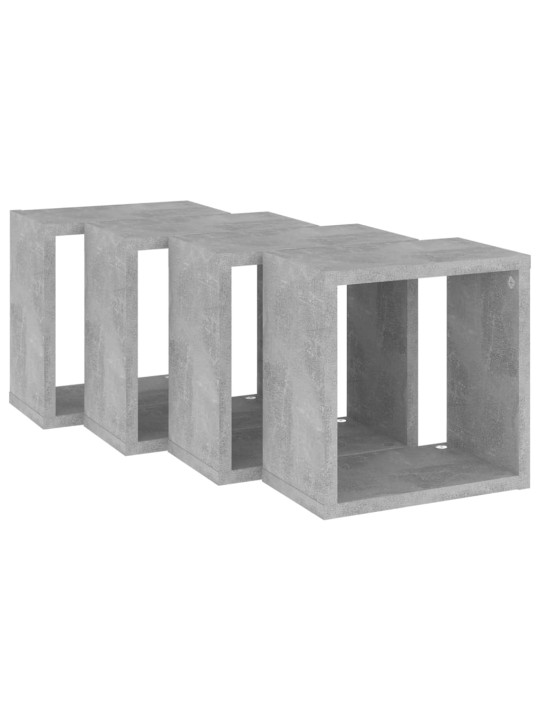 Nástěnné krychlové police 4 ks betonově šedé 26 x 15 x 26 cm