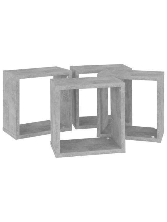 Nástěnné krychlové police 4 ks betonově šedé 26 x 15 x 26 cm