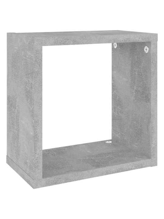 Nástěnné krychlové police 4 ks betonově šedé 26 x 15 x 26 cm