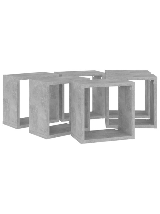 Nástěnné police kostky 6 ks betonově šedé 26 x 15 x 26 cm