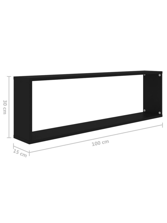 Nástěnné obdélníkové police 4 ks černé 100x15x30 cm kompozit