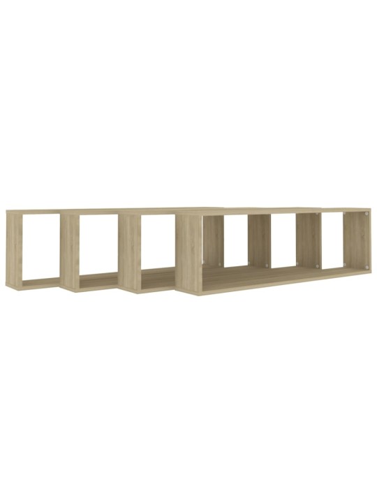 Nástěnné obdélníkové police 4ks dub sonoma 100x15x30cm kompozit
